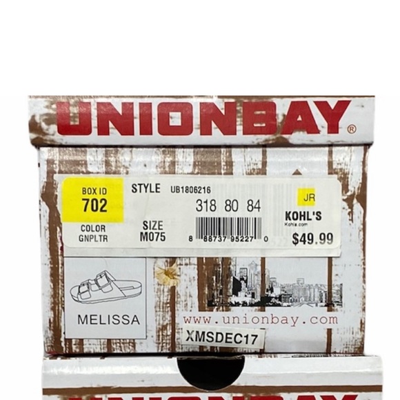 UnionBay Slide Sandal Double Buckle Melissa Green Palm Tree Size 7.5 - Picture 8 of 8